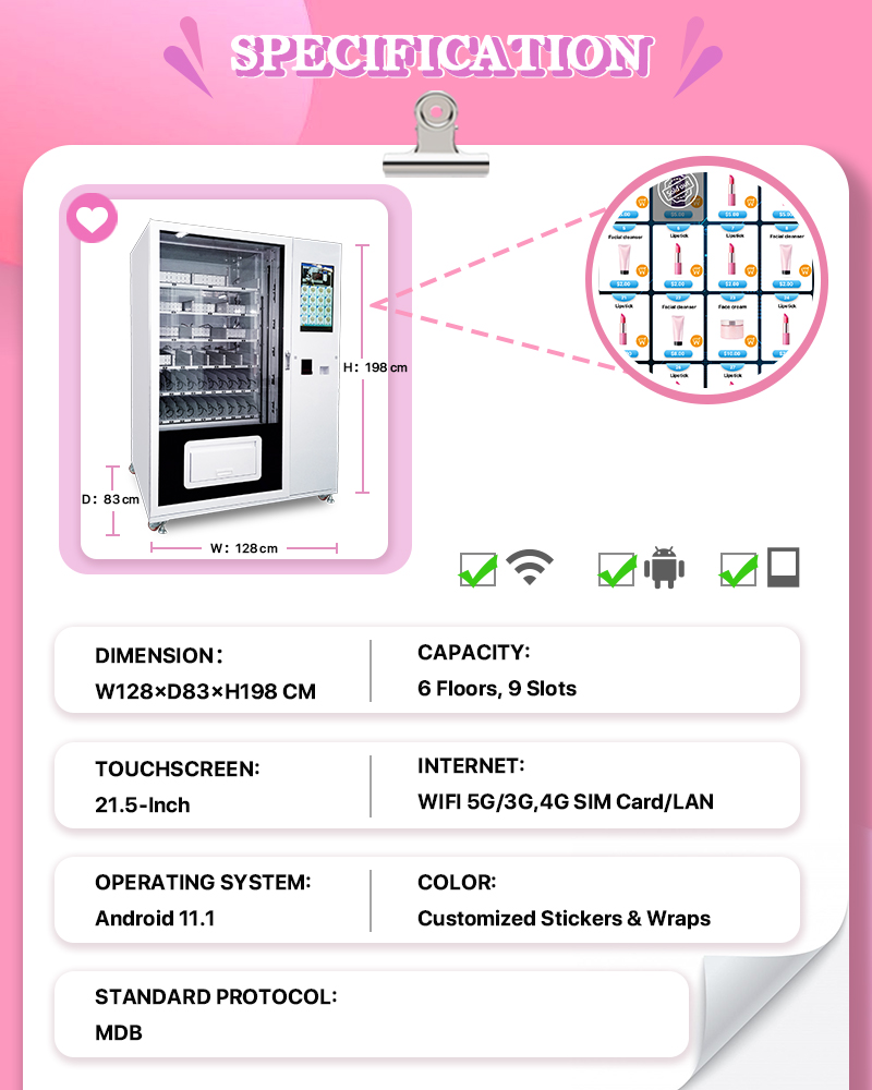 specification of Weimi Skin Care Vending Machine - Free Sample Distribution with Sampling Code