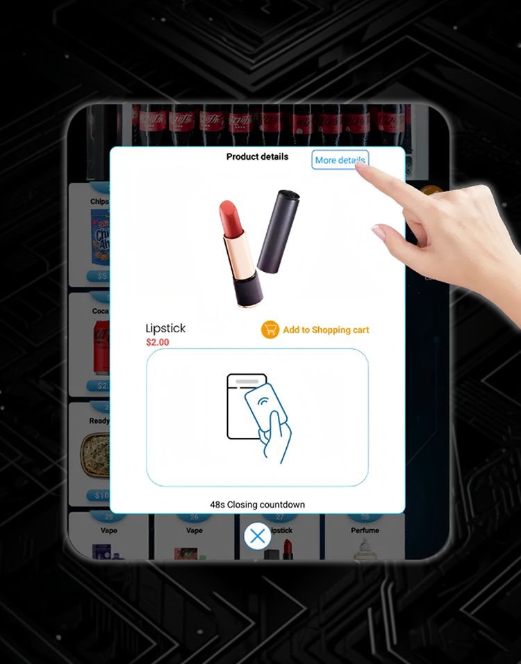 WEIMI Selfcare Skincare Vending Machine with interactive product details