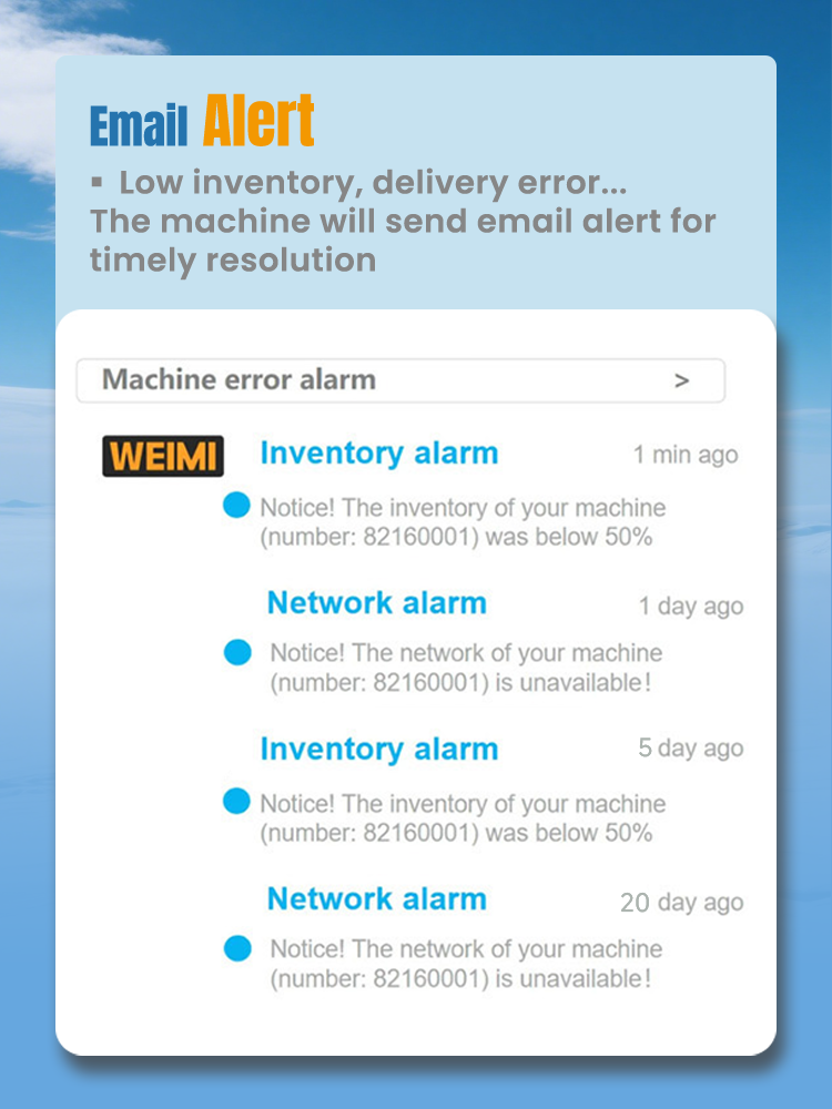 Frozen Food Vending Machine for Ice Cream Seafood frozen meat get email alert when low inventory and delivery error
