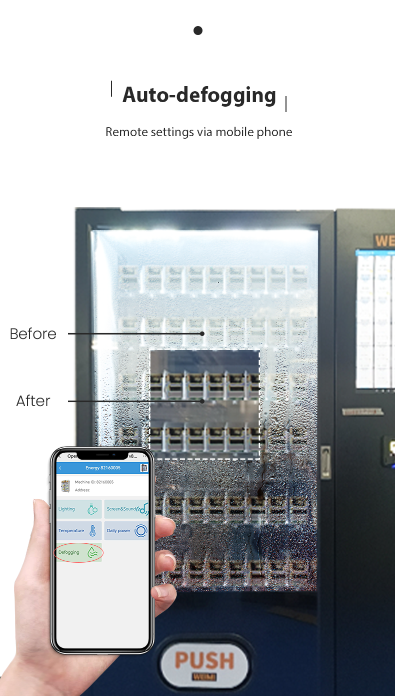 Cupcake Vending Machine for sale with Automatic Elevator System and Refrigerated Custom Stickers auto defogging