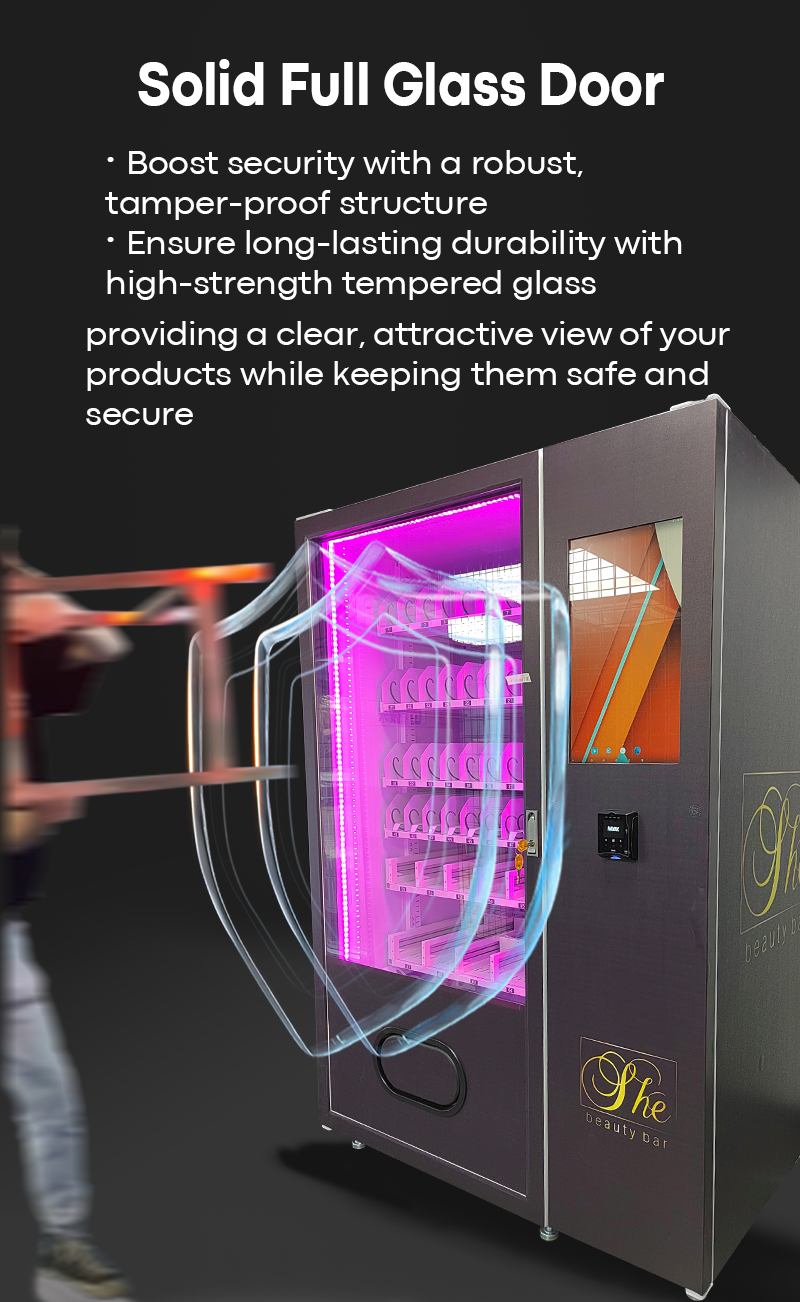 Snack Drink Vending Machine with Midtrans Solusi Payment Gateway Indonesia boost security with solid full glass door