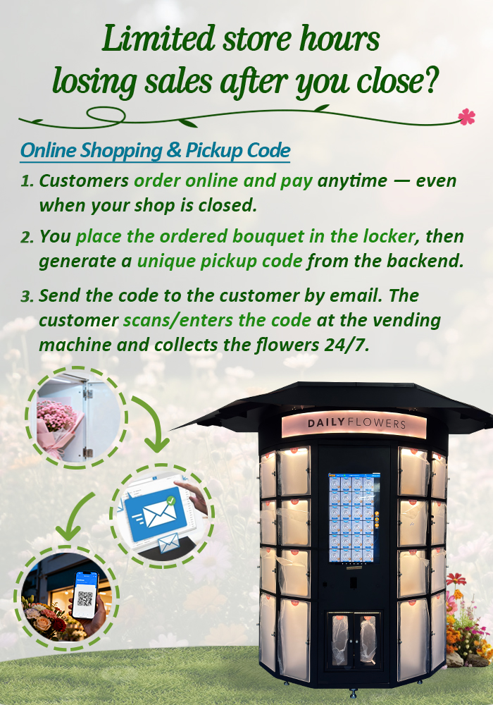24/7 Combo Cooling Locker Machine for Fresh Flower Vending Machine in Unmanned Flower Store
