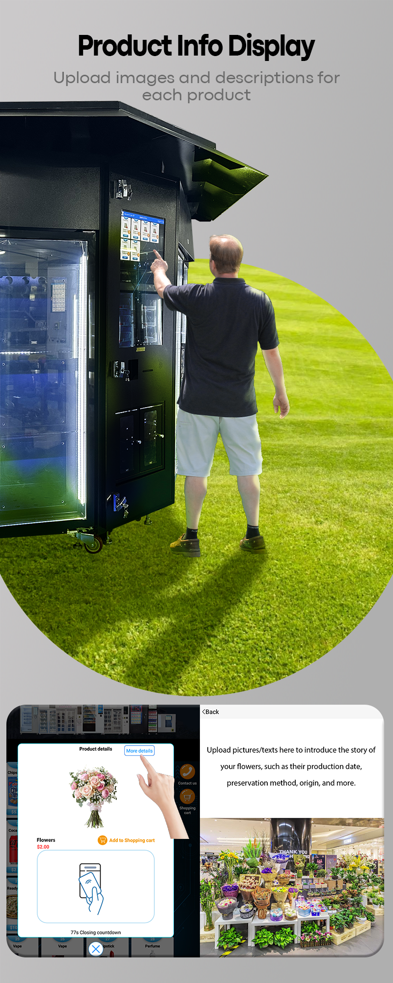 Outdoor Flower Vending Machine with Canopy Customized Lockers support checking product info