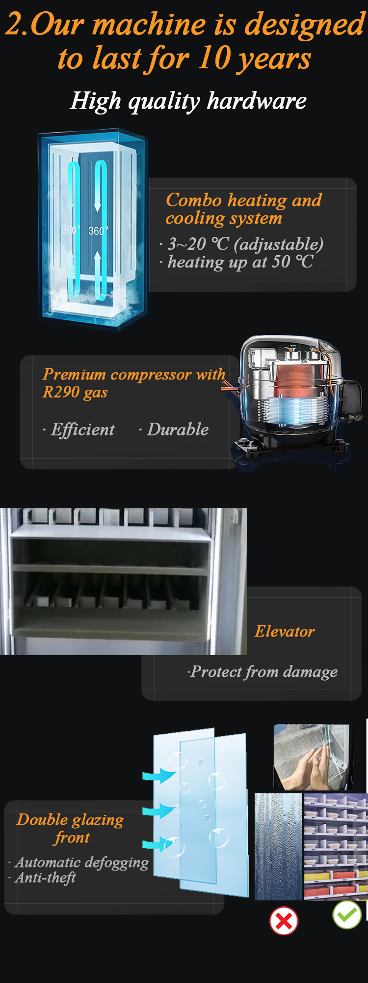 Intelligent Elevator Food Vending Machine with 21.5-inch touchscreen & card reader with high quality hardware