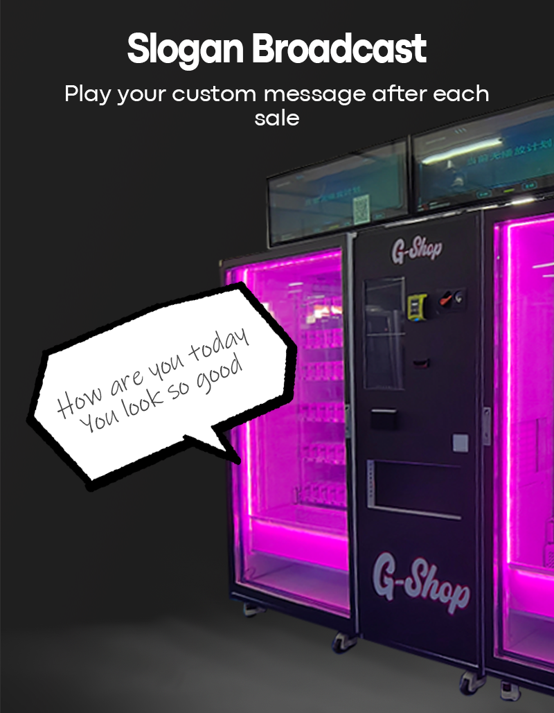 Snack and Drink Vending Machine slogan broadcast