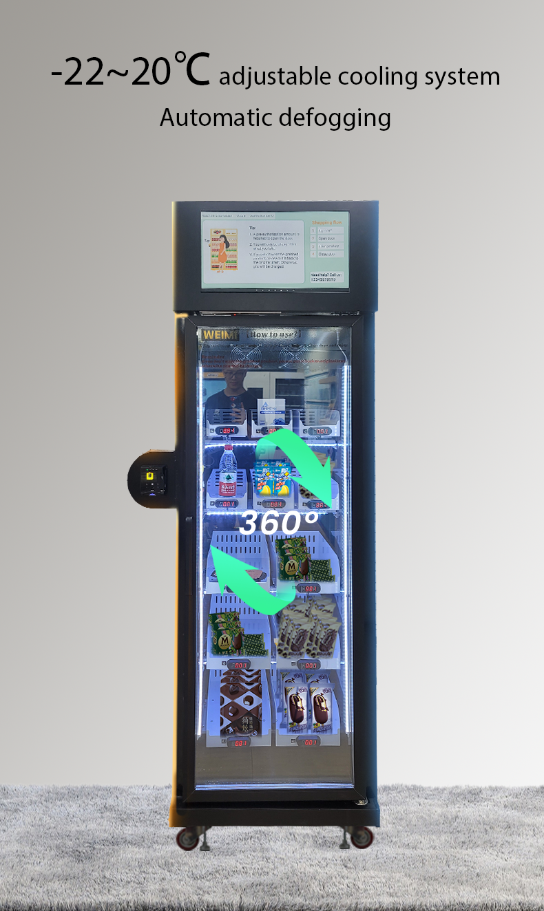Custom Big Capacity Cold Drink Ice Cream Vending Machine Smart Fridge with Card Reader