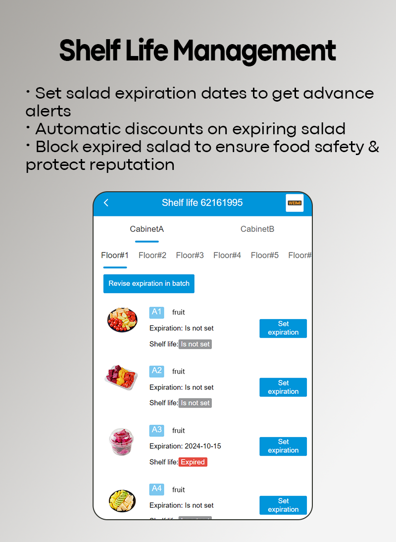 Smart Fridge Vending Machine for Malaysia manage salad shelf life