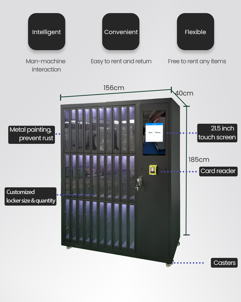 Gym Boxing Equipment Vending Machine with Rental System Card Reader Customized Lockers