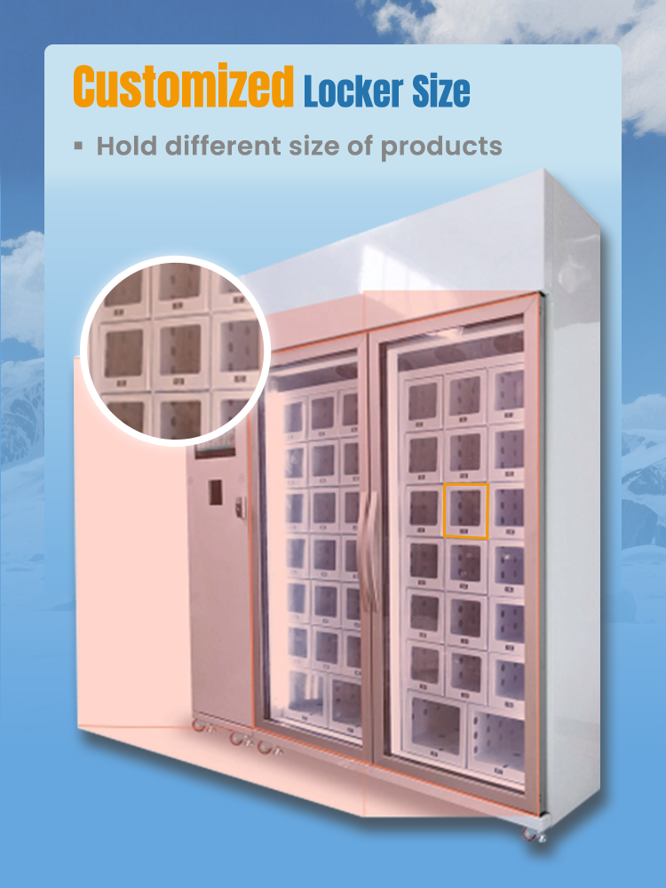 Frozen Food Vending Machine for Ice Cream Seafood frozen meat customized locker size and quantity