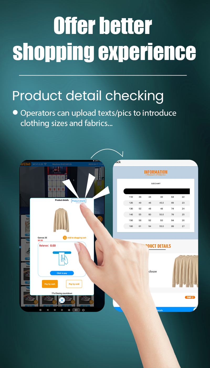 T-shirts Clothing Vending Machine Big Digital Touchscreen offer better shopping experience