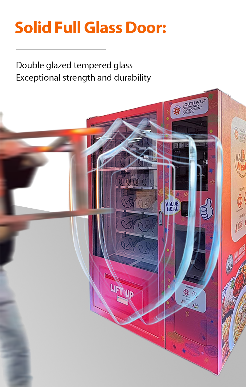 Giving Machine Singapore Charity Supplies Food Dispenser with IC/ID Cards solid full glass door