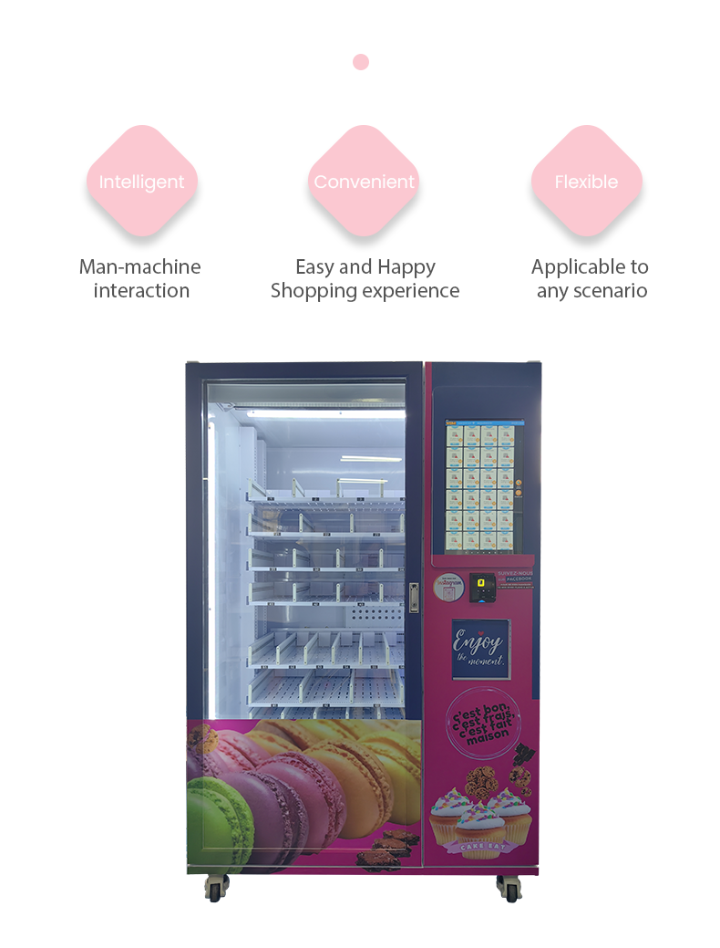Cupcake Vending Machine for sale with Automatic Elevator System and Refrigerated Custom Stickers