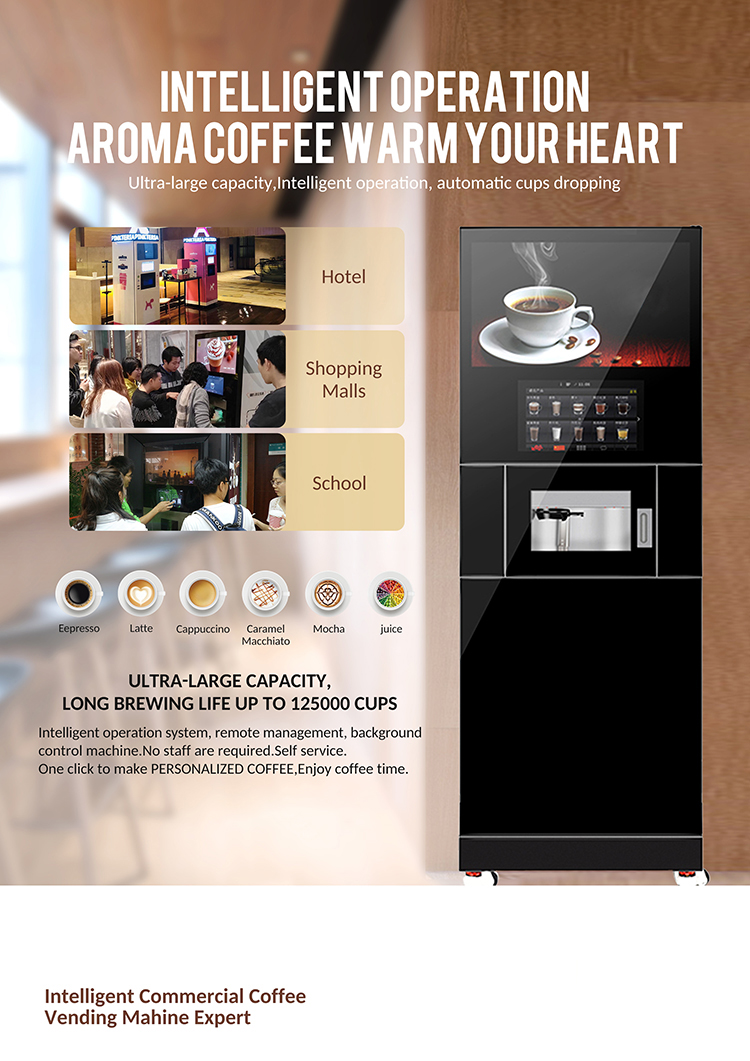 intelligent commercial Coffee Vending Machine for office multiple flavors of coffee tea expresso latte...