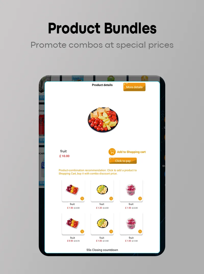 Fresh Salad Fruit Desserts Vending Machine with Pusher Slots Card Reader for Dining Hall Shopping Mall