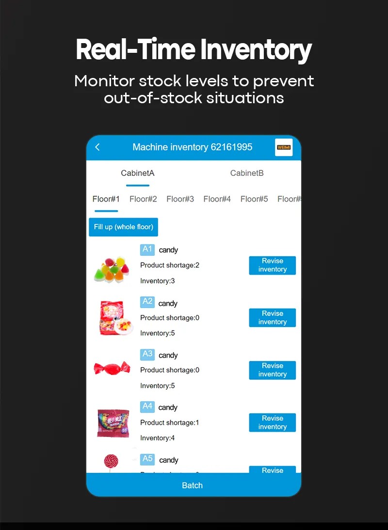 Commercial Candy Vending Machine With Bill Acceptor Coin Changer Custom Logo Lightbox monitor real-time inventory
