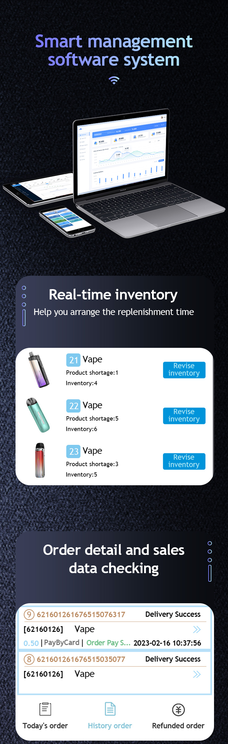 smart management software system for Full Touchscreen Vending Machine easy to manage