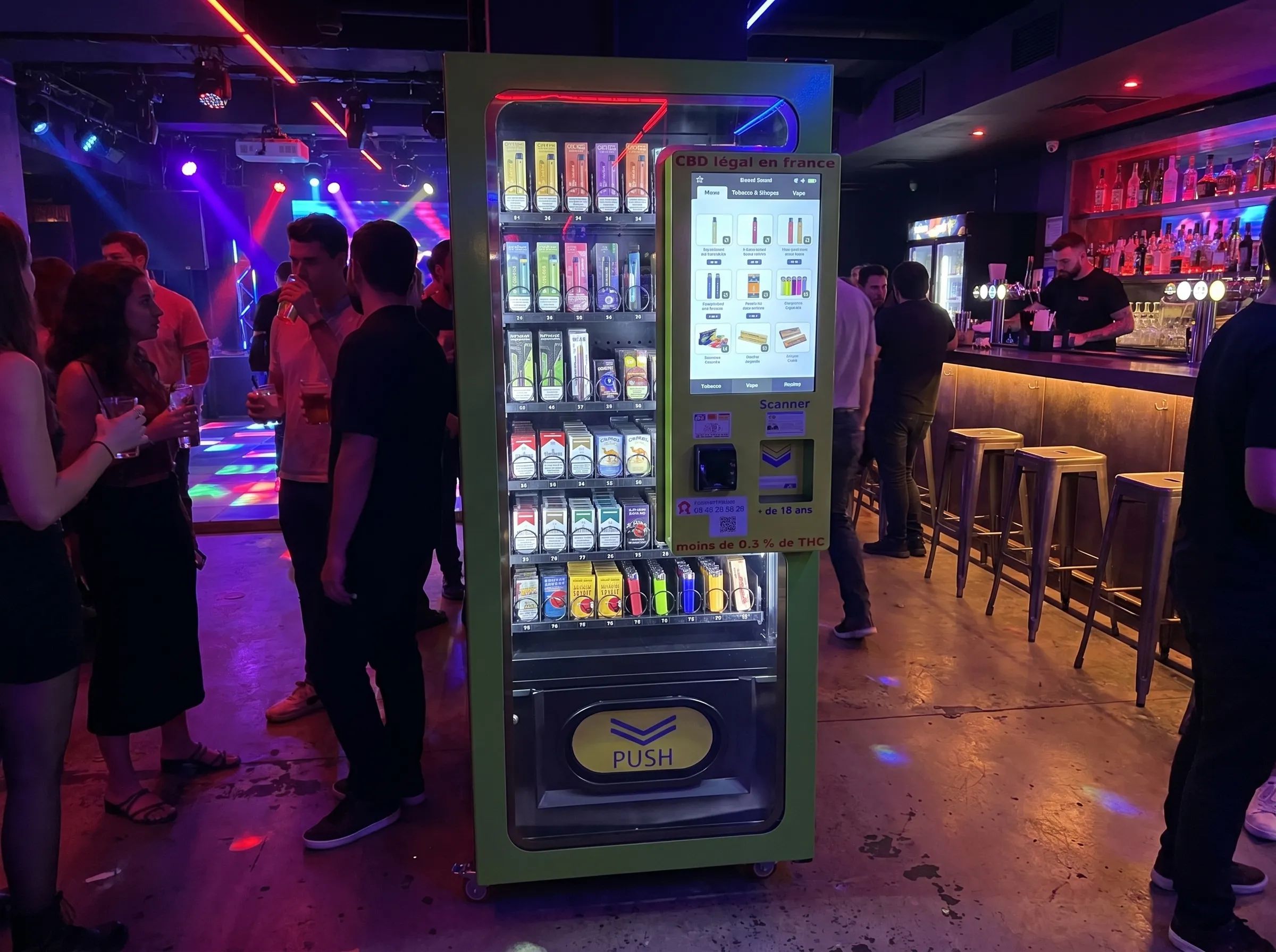 individual cigarette vending machine at nighclub