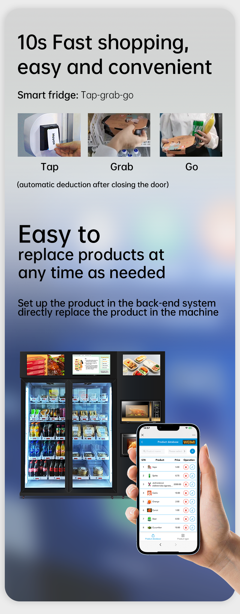 Food Vending Machine 10s fast shopping easy and convenient to use