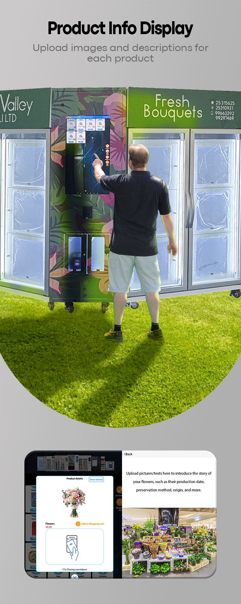 Outdoor Flower Vending Machine with Canopy Customized Lockers support checking product info