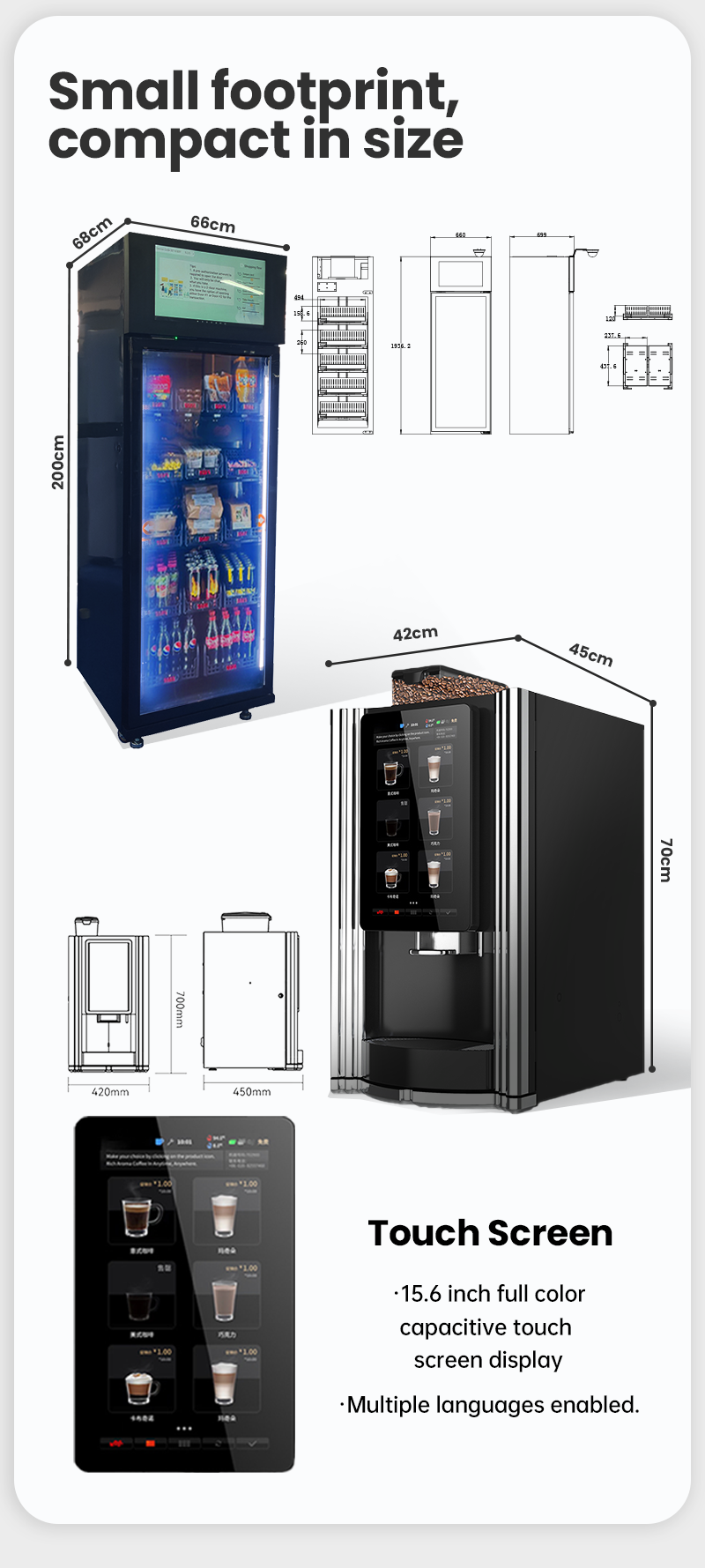 Container Store Vending Machine Unmanned Retail for Fresh Food Coffee Daily Necessities