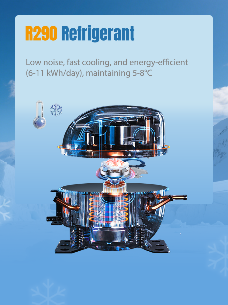 low noise, fast cooling R290 refrigerant for fresh draft beer vending machine