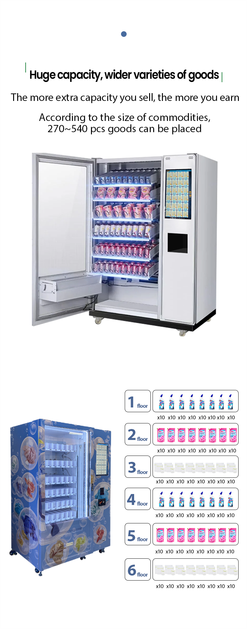 Big Capacity Big Capacity Laundry Detergent Vending Machine with Lift for Selling Washing Powder Soap