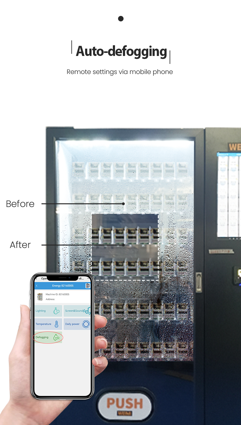 anti-defogging Fresh Salad Fruit Desserts Vending Machine with Pusher Slots Card Reader for Dining Hall Shopping Mall