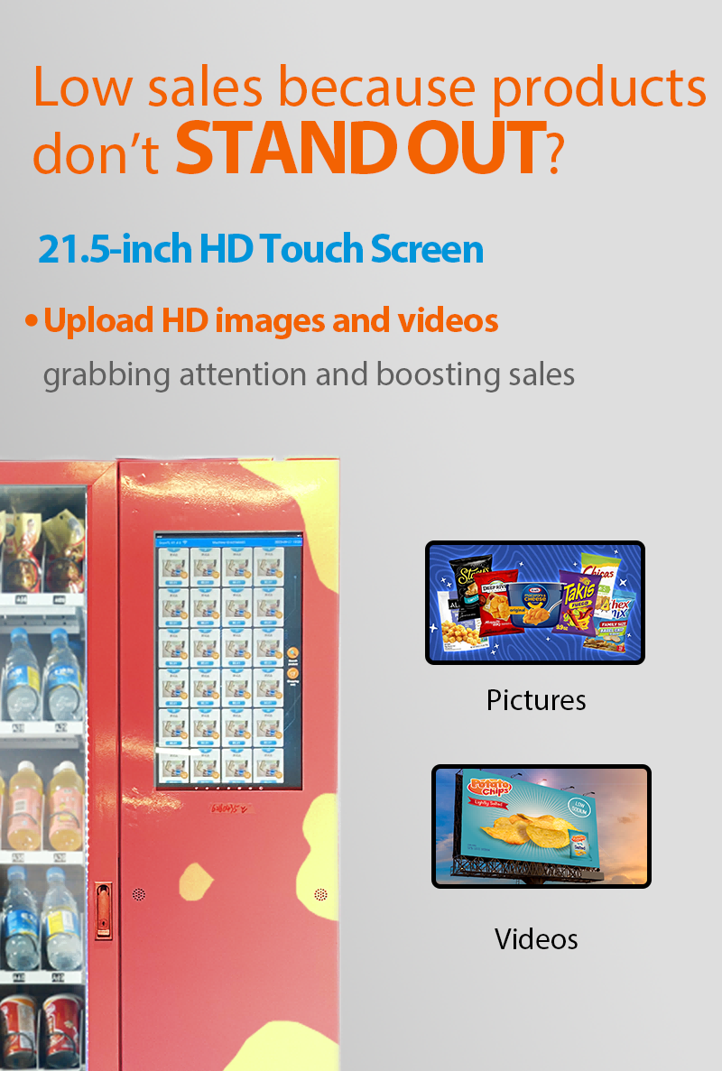 Big Capacity Smart Vending Machine for Snack Drink with HD touch screen