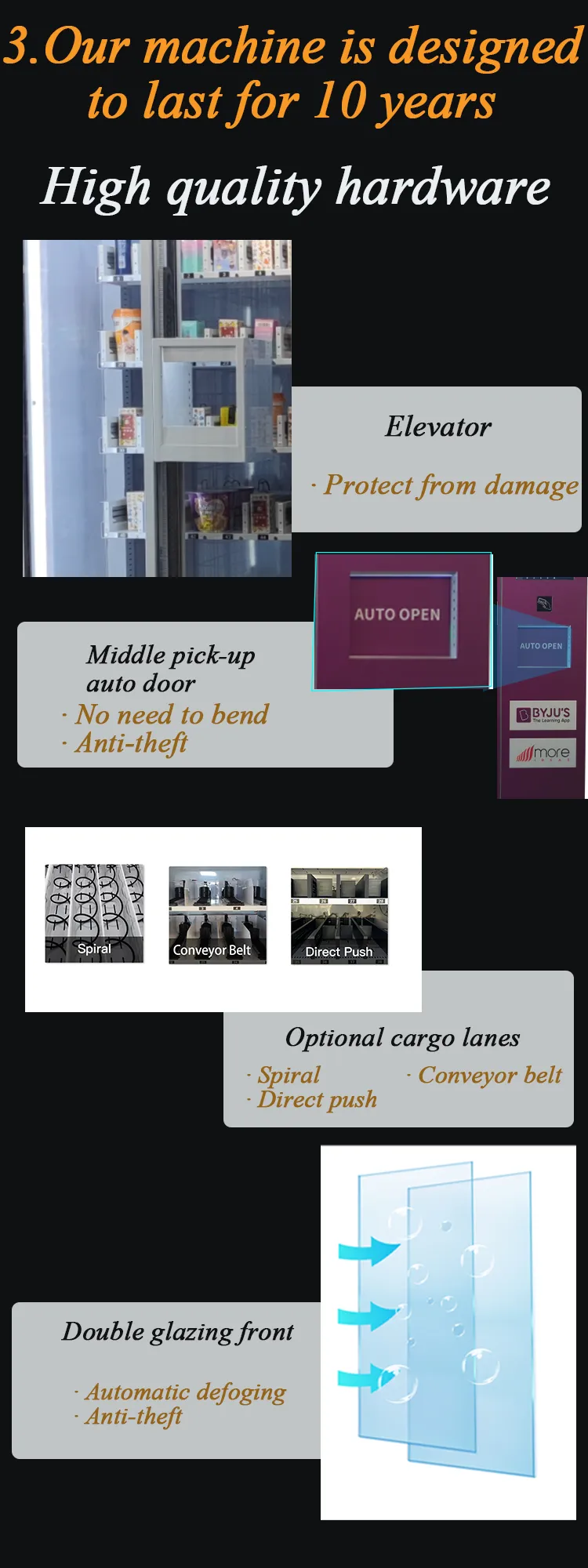 high quality hardware XY elevator Cupcake Vending Machine with auto open pick up box