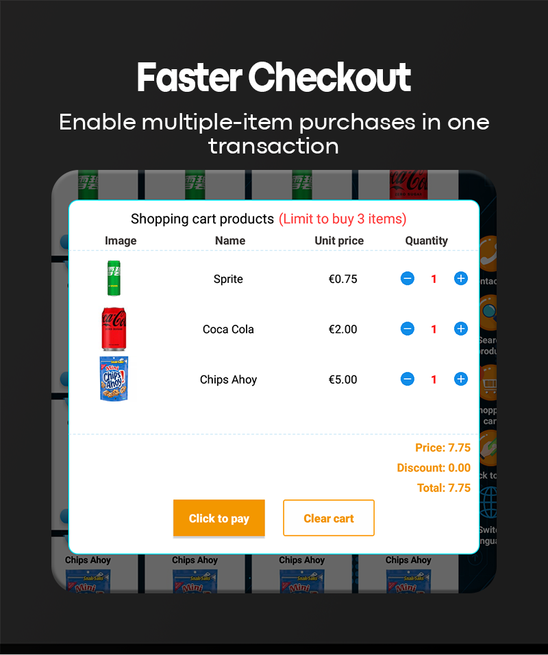 Snack and Drink Vending Machine faster checkout