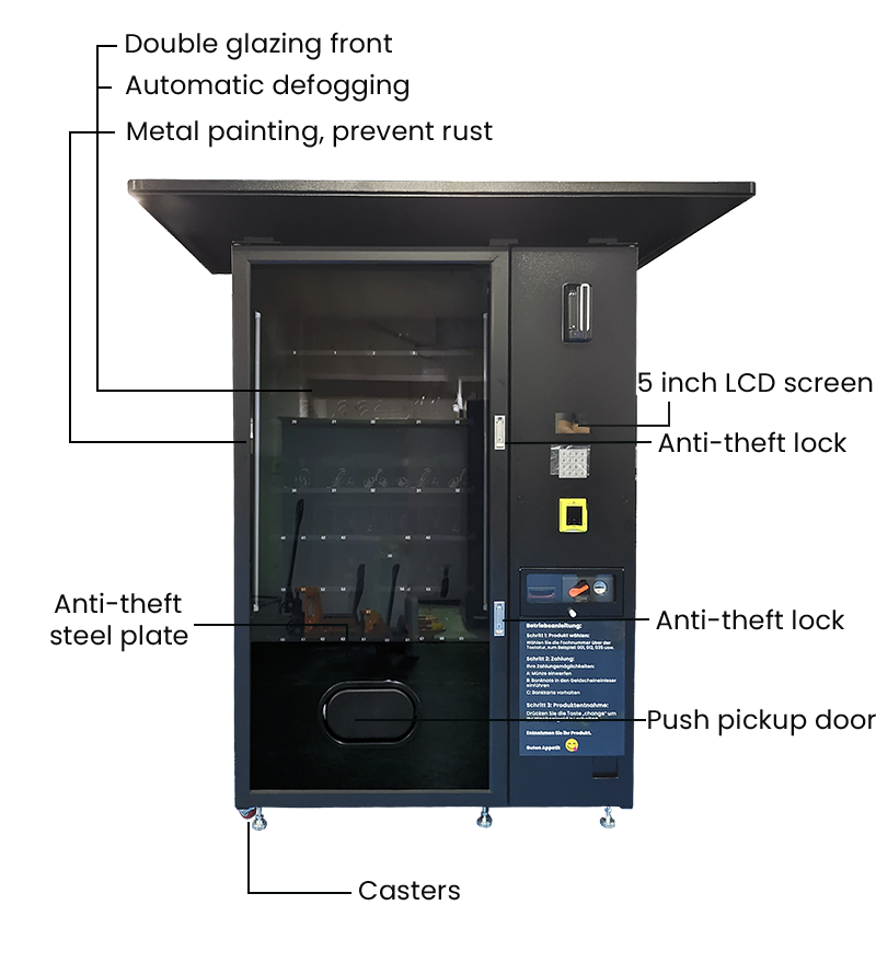 Outdoor Vending Machine with Shelter for weather exposure