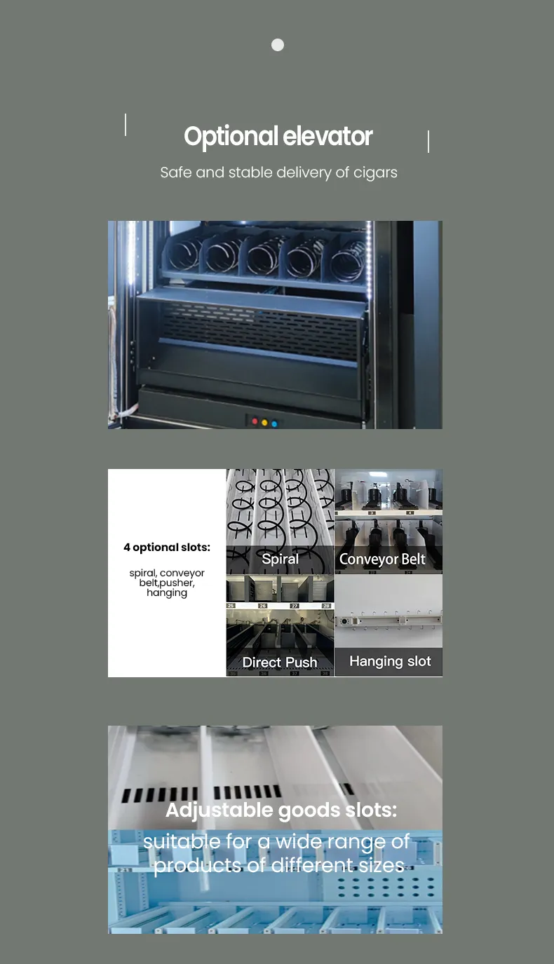Smart vending machine for cigarette vape with age checker option touch screen and cash coin card reader