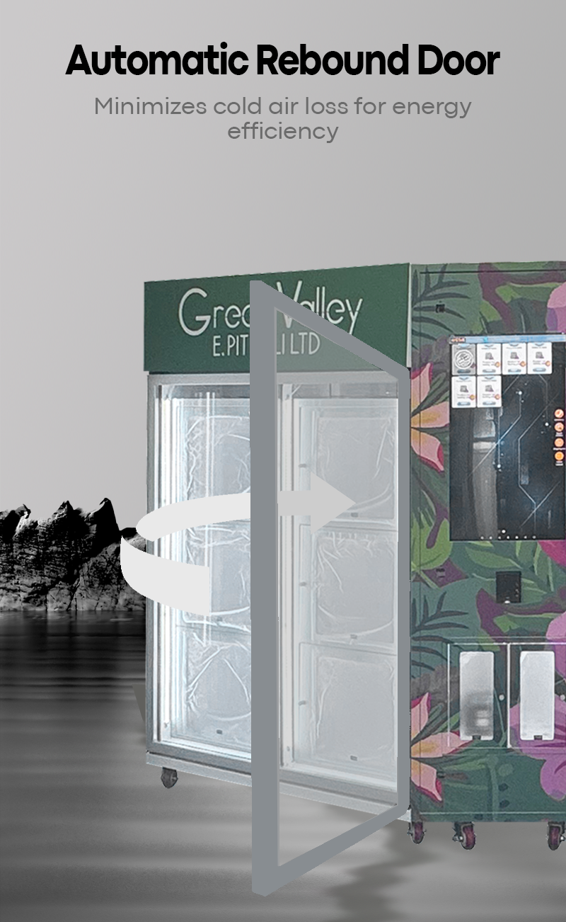 Outdoor Flower Vending Machine with Canopy Customized Lockers automatic rebound door minimizes cold air loss for energy efficiency