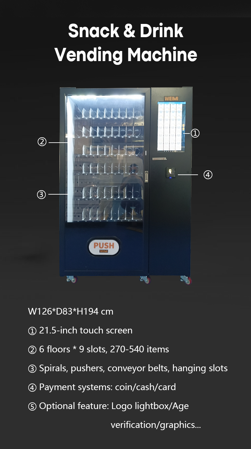 Snack Drink Vending Machine with Midtrans Solusi Payment Gateway Indonesia dimensions