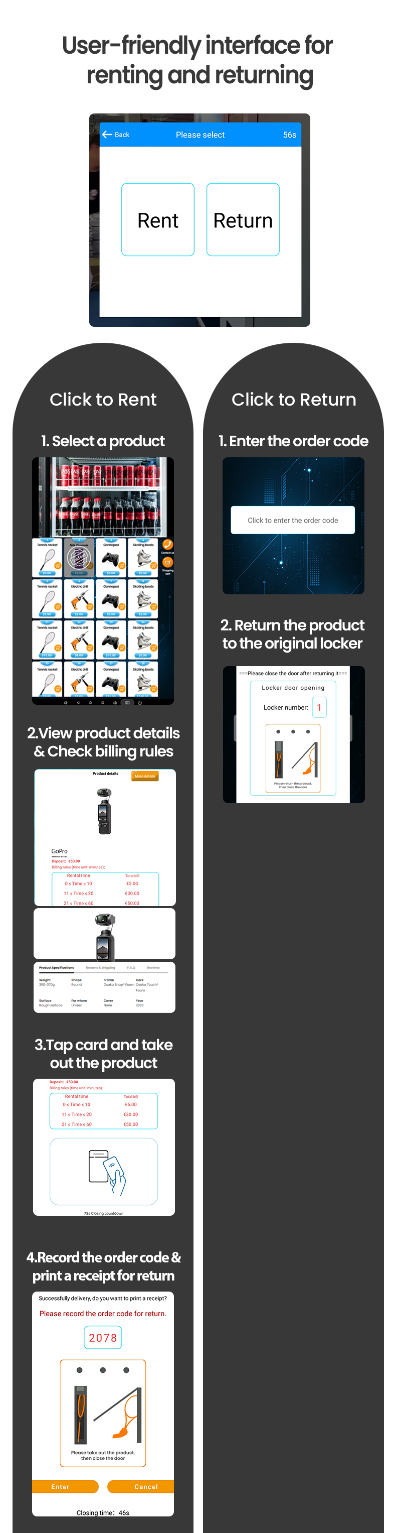 Action Camera GoPro Rentals Vending Machine with Card Reader For Vacation Destinations user-friendly interface