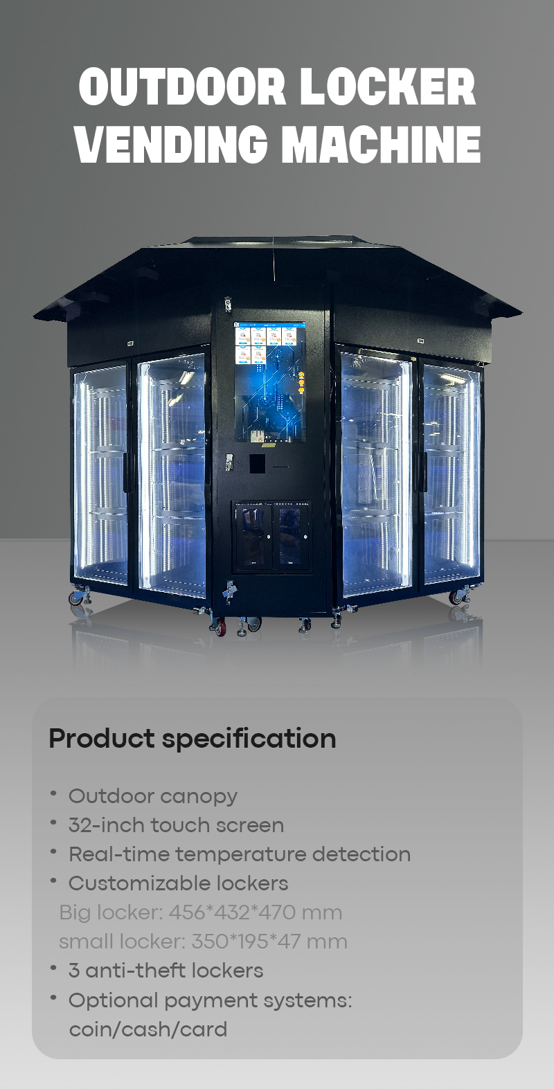 Outdoor Flower Vending Machine with Canopy Customized Lockers specification