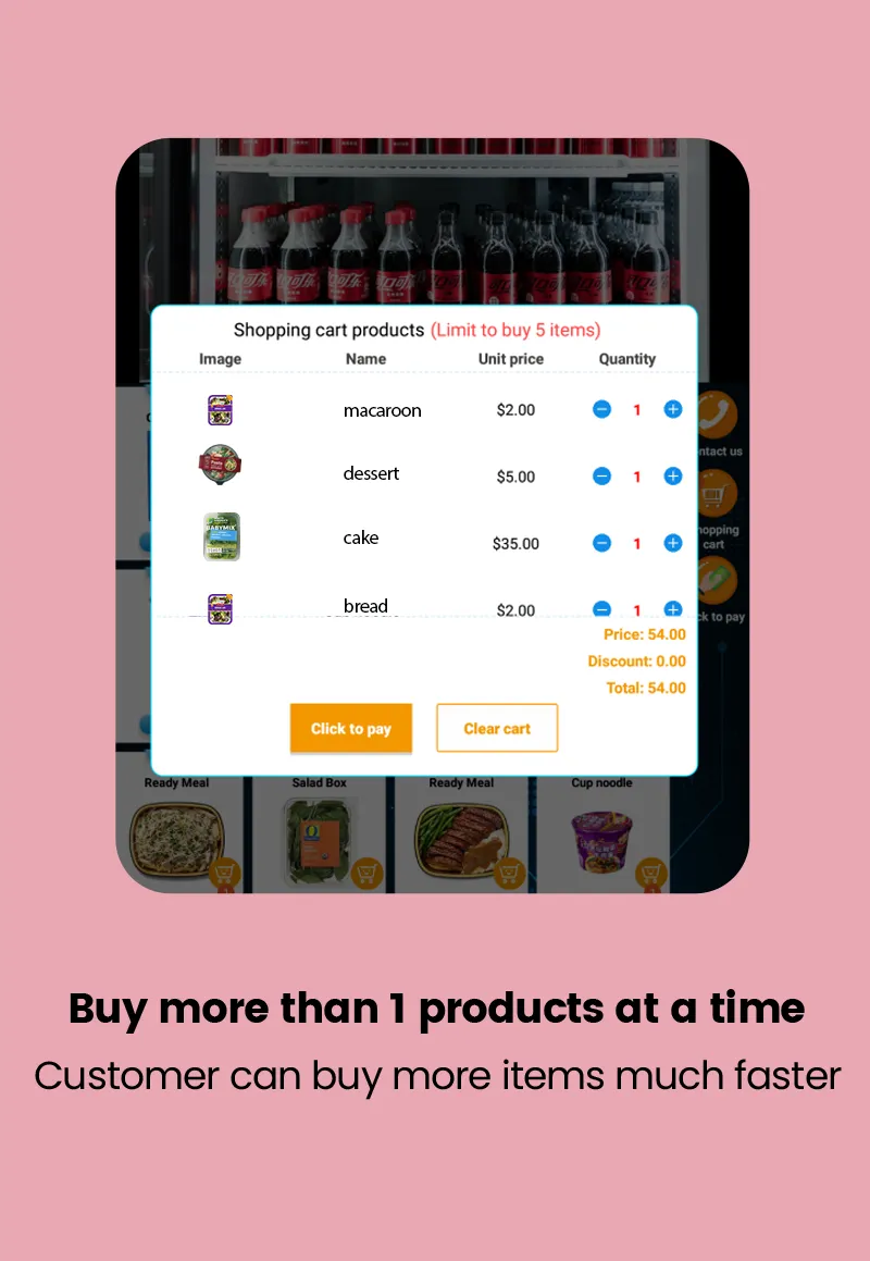 Self Service Macaroon Vending Machines with Touchscreen and Elevator for Convenient Sweet Treats support buy more products at a time