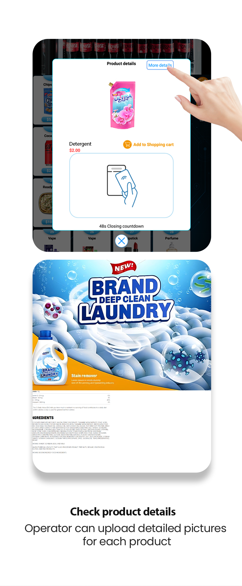 Big Capacity Big Capacity Laundry Detergent Vending Machine with Lift for Selling Washing Powder Soap