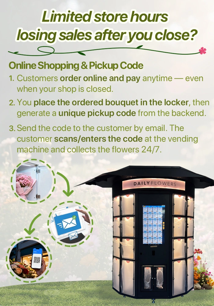 Outdoor Flower Vending Machine with Canopy Customized Lockers play your custom message after each sale