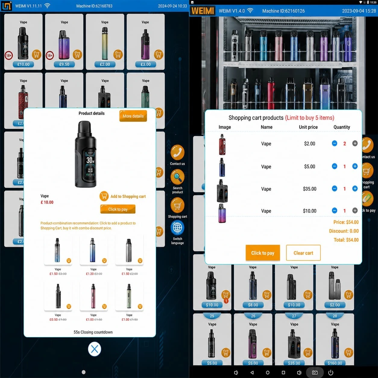 Mini Wall-mounted Vape Vending Machine with smart pricing bashboard to boost your sales