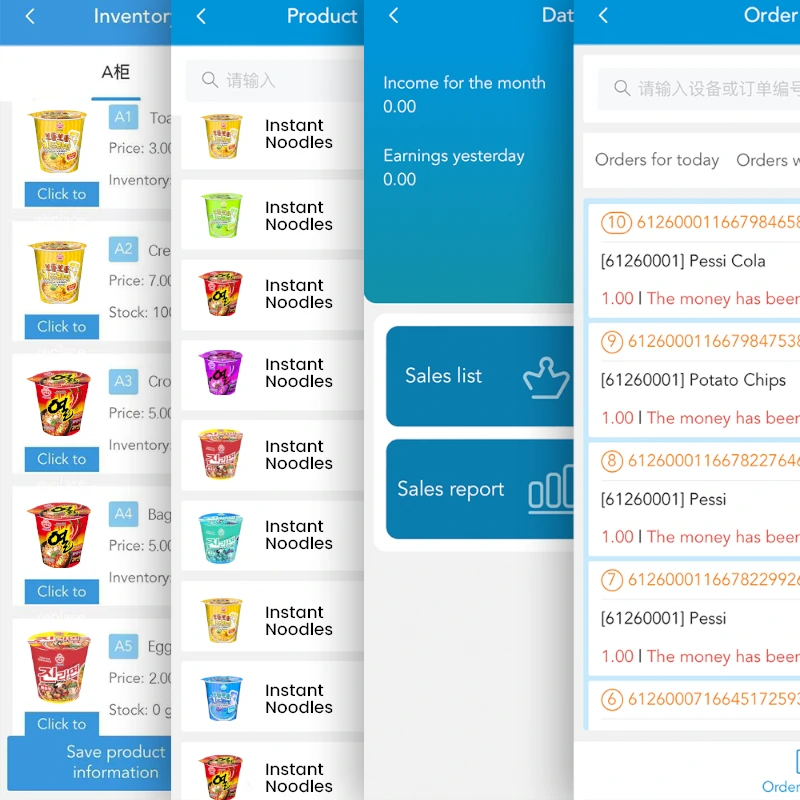 Instant Cup Ramen Vending Machine with cloud management for remote control