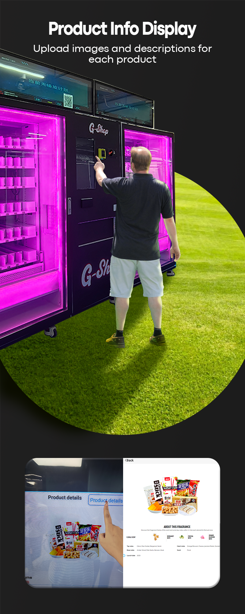 Snack and Drink Vending Machine product info display