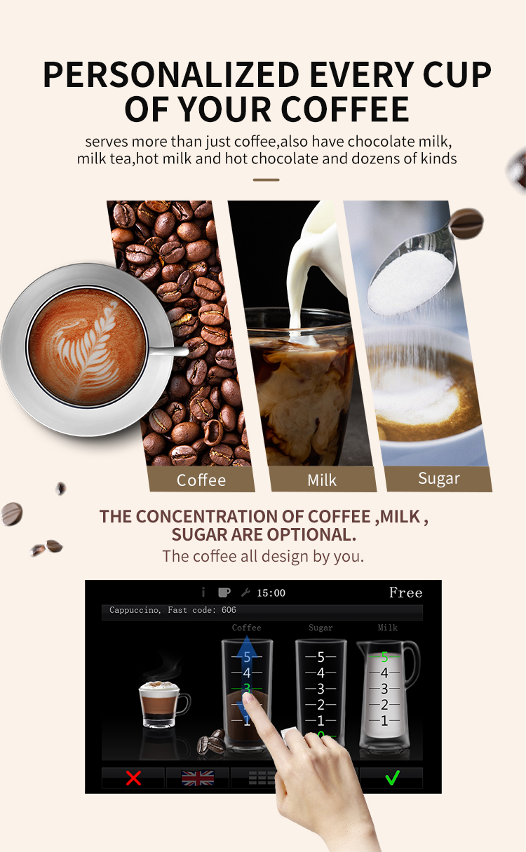 Commercial Coffee Vending Machine for office supports personalizing every cup of coffee make your own coffee with floor standing coffee vending machine