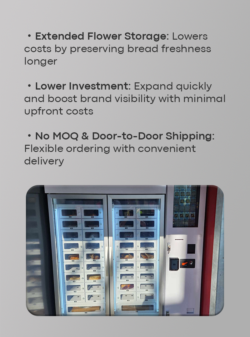 24H Outdoor Refrigerated Cake Vending Machine with Card Reader for Bakery Shop Street Foods