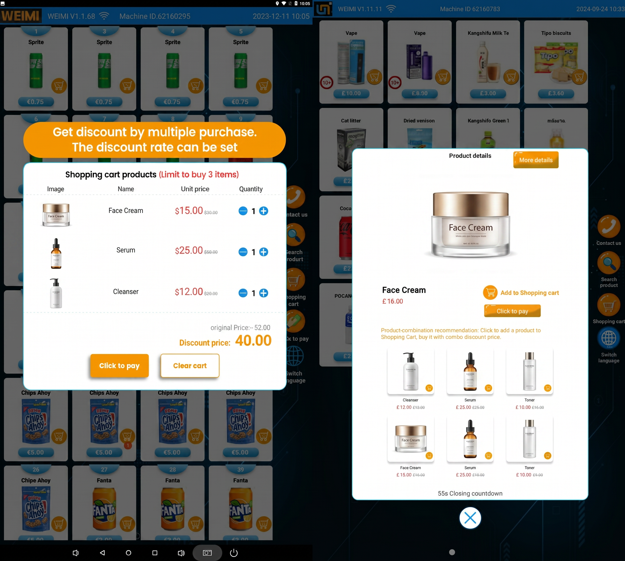 WEIMI Selfcare Skincare Vending Machine boosts your average order value