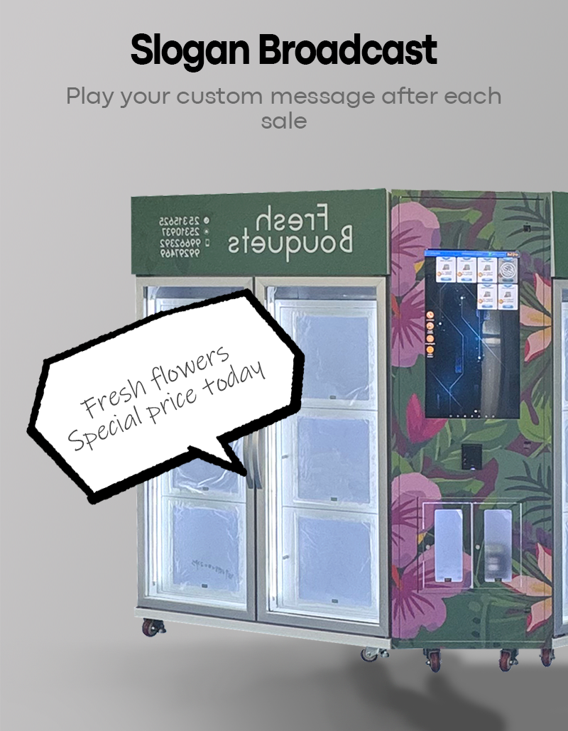 Outdoor Flower Vending Machine with Canopy Customized Lockers play your custom message after each sale