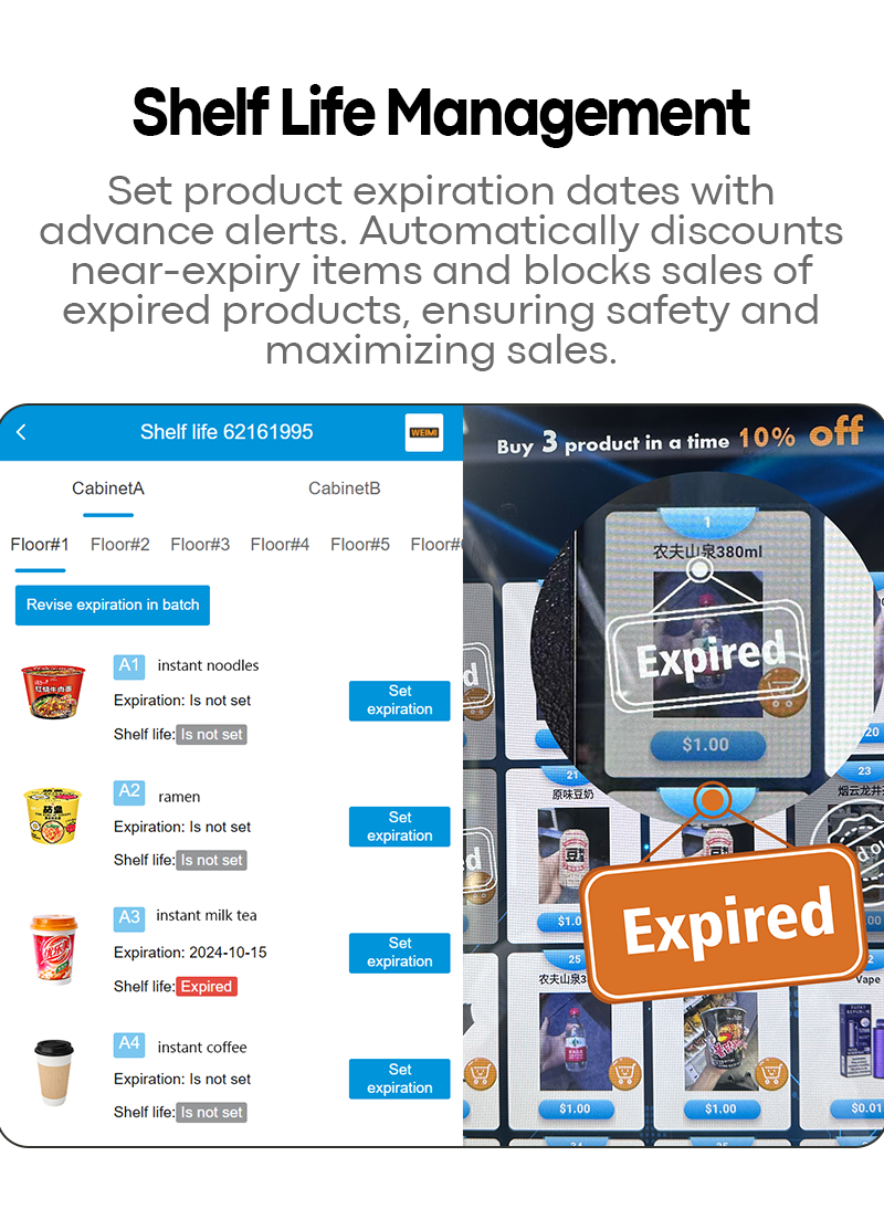 Cup noodle ramen vending machine with free hot water supply set ramen expiration dates with advance alerts