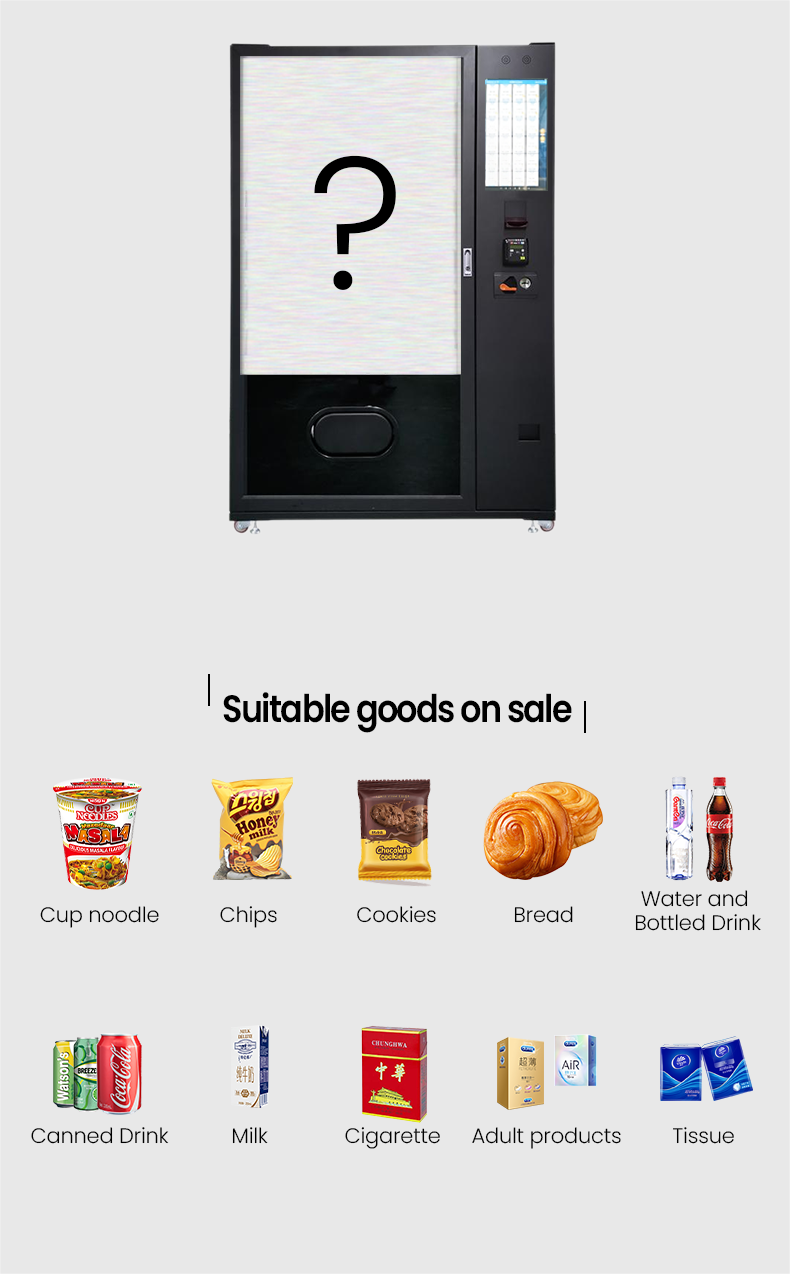 Smart vending machine for cigarette vape with age checker option touch screen and cash coin card reader