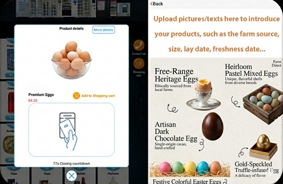 WEIMI Mini Fresh Egg Vending Machine with product details checking