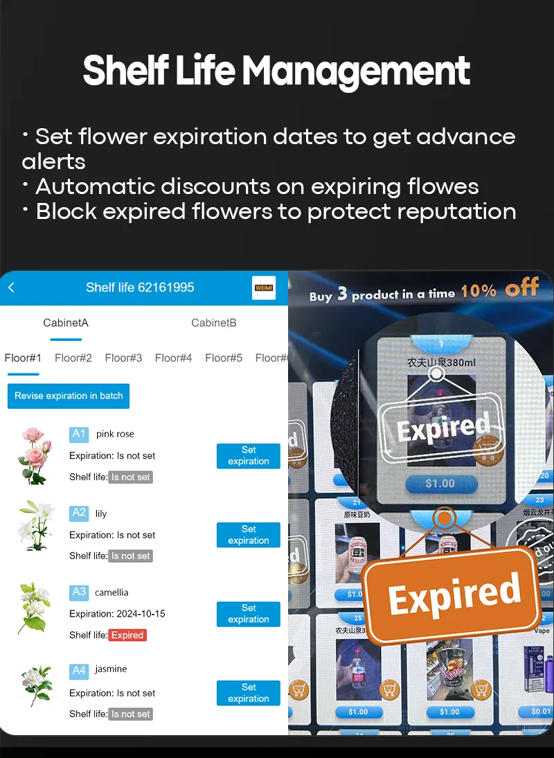 Hot sale fresh flower vending machine with cooling locker, touch screen, card reader